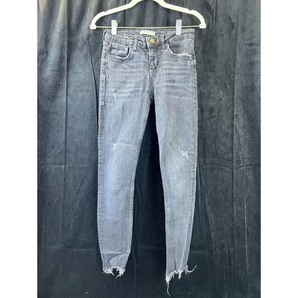 Zara Womens Distressed Black Premium Denim Collection Skinny Jeans Size 4